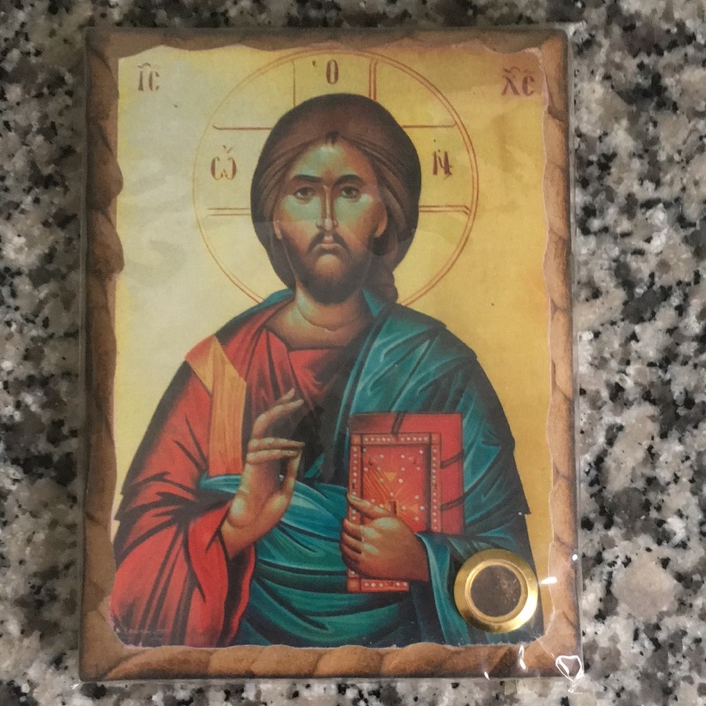 Holy Icon of Jesus - Solid Olive Wood, Gold Accents, Blessed by Russian Church